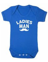 Ladies Man Moustache Baby Boy Girl Unisex Short Sleeve Bodysuit